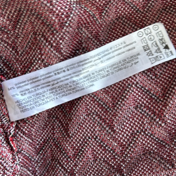 Zara Red Black White Chevron Pattern Polyester Knit 3/4 Sleeve Dress S - Picture 8 of 8